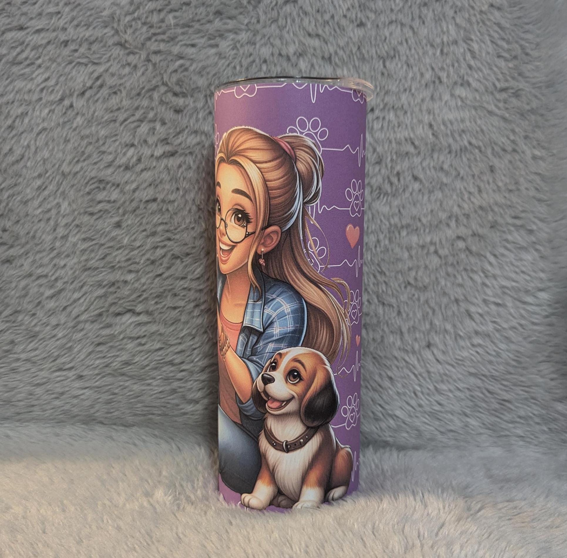 Dog Lady Tumbler Can Be Personalized, Dog Mom Tumbler, Dog Gifts, Includes Reusable Straw, For Home Or On The Go Hot Or Cold Drink