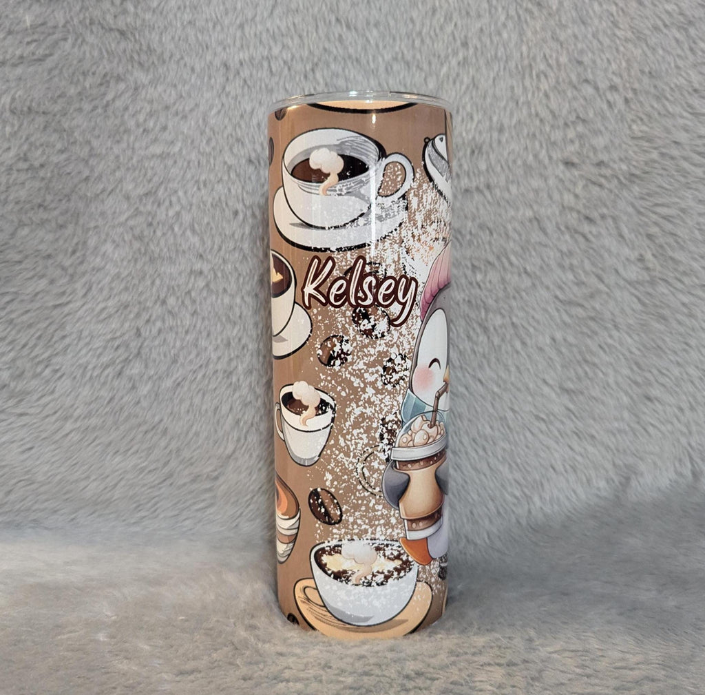 Cute Coffee Penguin Tumbler Can Be Personalized, Cup With Name, Penguin Lover Gift, Great For Everyday Use - Hot Or Cold Drinks