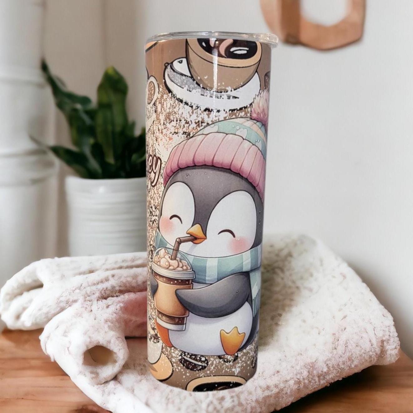 Cute Coffee Penguin Tumbler Can Be Personalized, Cup With Name, Penguin Lover Gift, Great For Everyday Use - Hot Or Cold Drinks