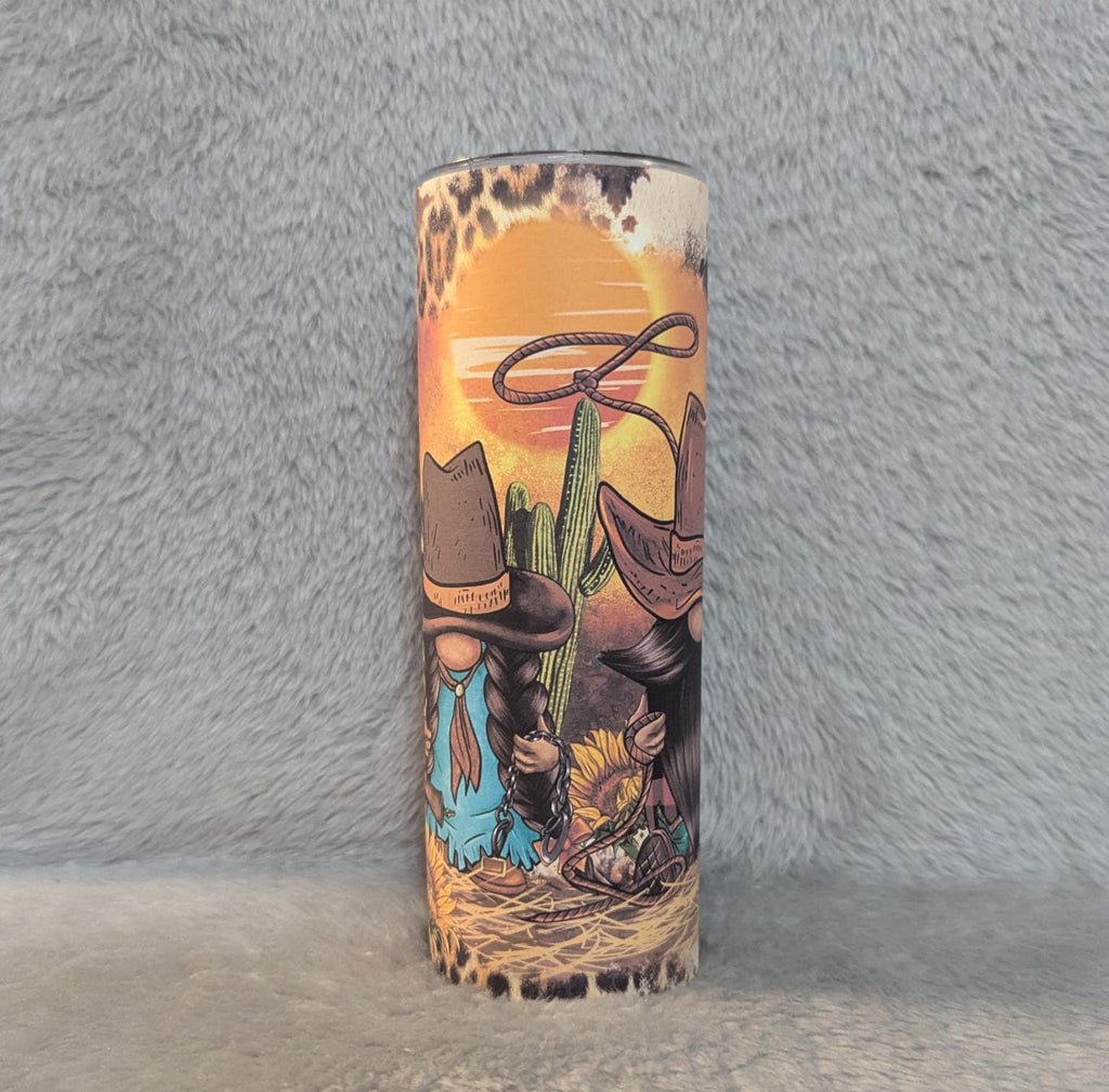 Western Gnome Tumbler Can Be Personalized, Includes A Reusable Straw, Gift For Cowboys Or Cowgirls, 20oz Tumbler With Straw, Cup With Name,