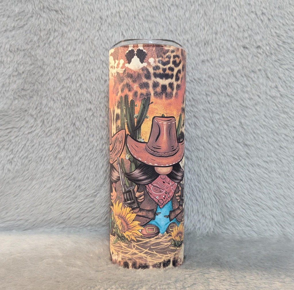 Western Gnome Tumbler Can Be Personalized, Includes A Reusable Straw, Gift For Cowboys Or Cowgirls, 20oz Tumbler With Straw, Cup With Name,