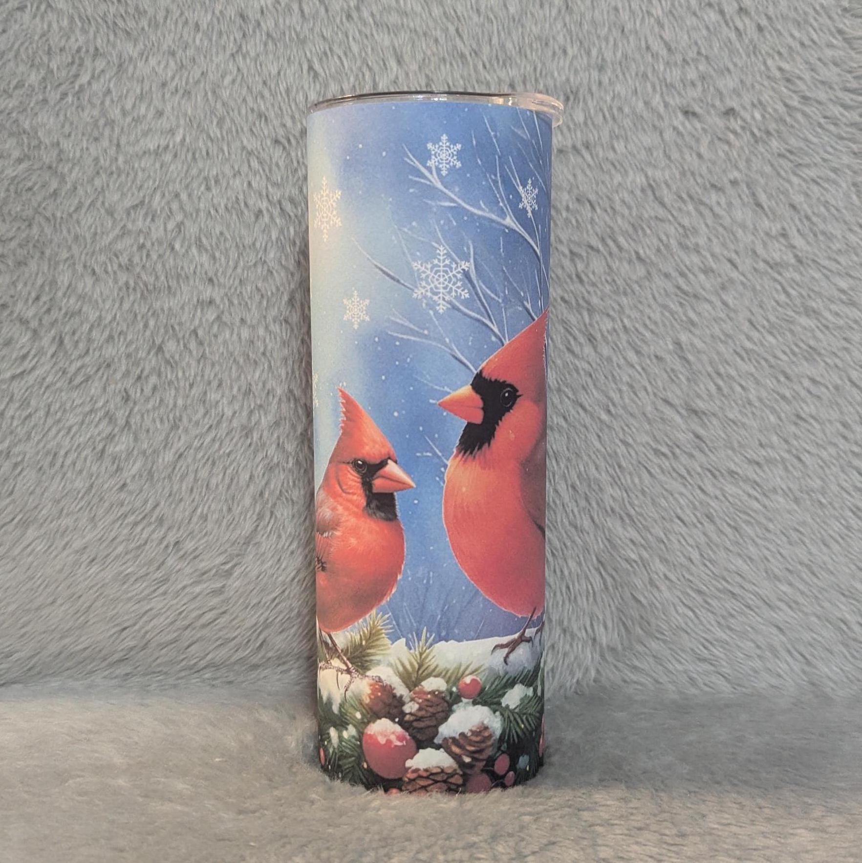 Winter Cardinal Tumbler Can Be Personalized, Cardinal Bird Cup, Personalized Tumbler, Bird Lovers Gift, Bird Lovers Cup, Bird Cup With Name