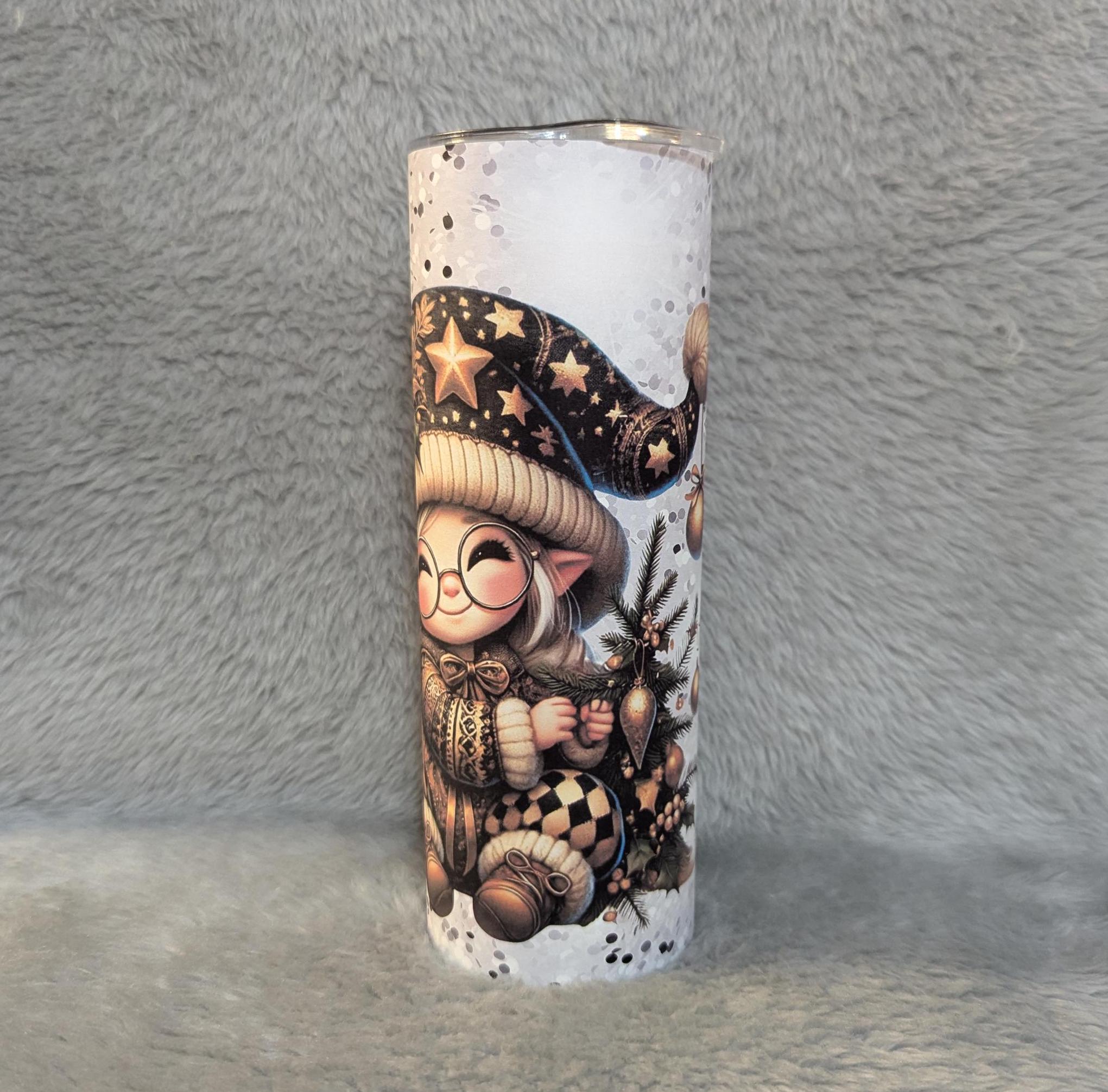 Cute Christmas Gnome Tumbler Can Be Personalized, Includes A Reusable Straw, Winter Gnomes Tumbler, Great For Hot and Cold Beverages