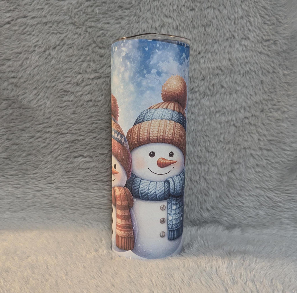 Snowman Tumbler 20oz With Reusable Straw, Can Be Personalized