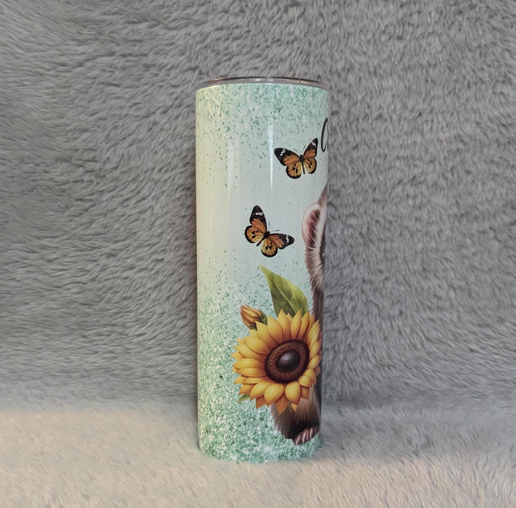 Pretty Ferret Tumbler Can Be Personalized, Ferret 20oz Tumbler With Reusable Plastic Straw, For Hot Or Cold Drinks, 20oz Skinny Tumbler