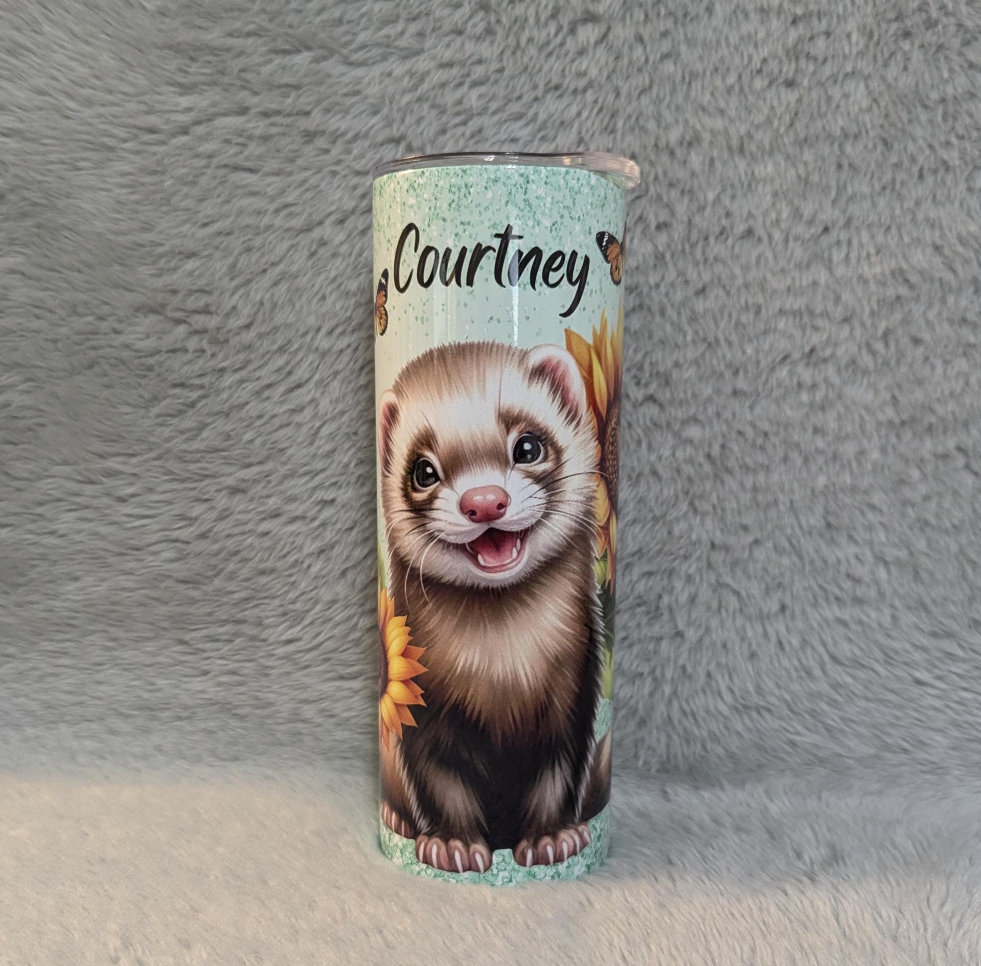 Pretty Ferret Tumbler Can Be Personalized, Ferret 20oz Tumbler With Reusable Plastic Straw, For Hot Or Cold Drinks, 20oz Skinny Tumbler