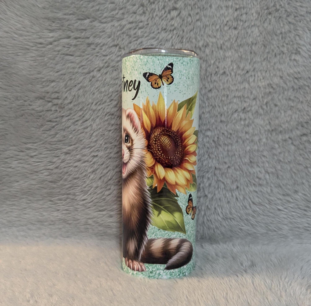 Pretty Ferret Tumbler Can Be Personalized, Ferret 20oz Tumbler With Reusable Plastic Straw, For Hot Or Cold Drinks, 20oz Skinny Tumbler