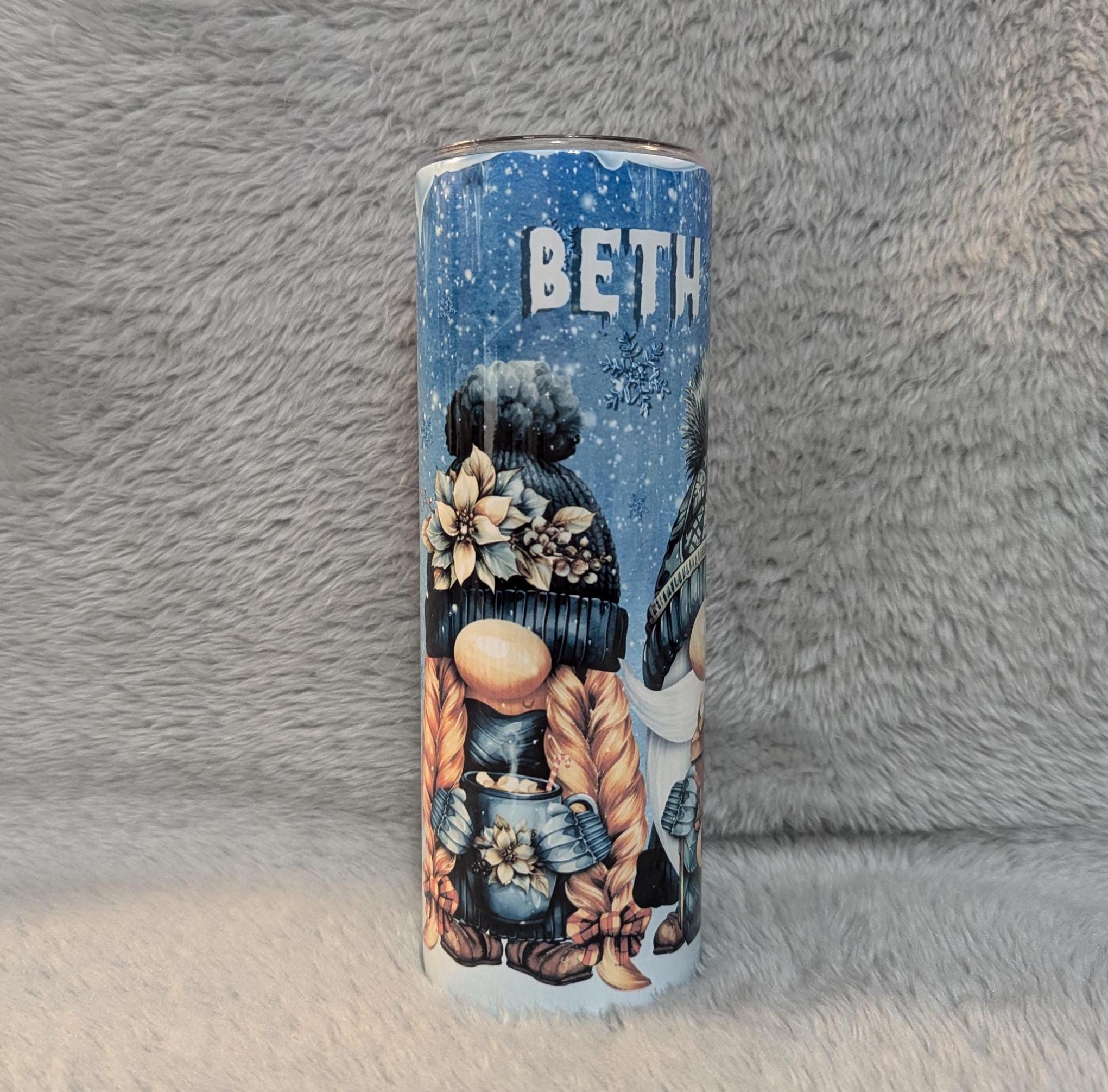 Bundle Up Gnomies It's Cold Outside Gnome Tumbler 20oz With Reusable Straw, Can Be Personalized