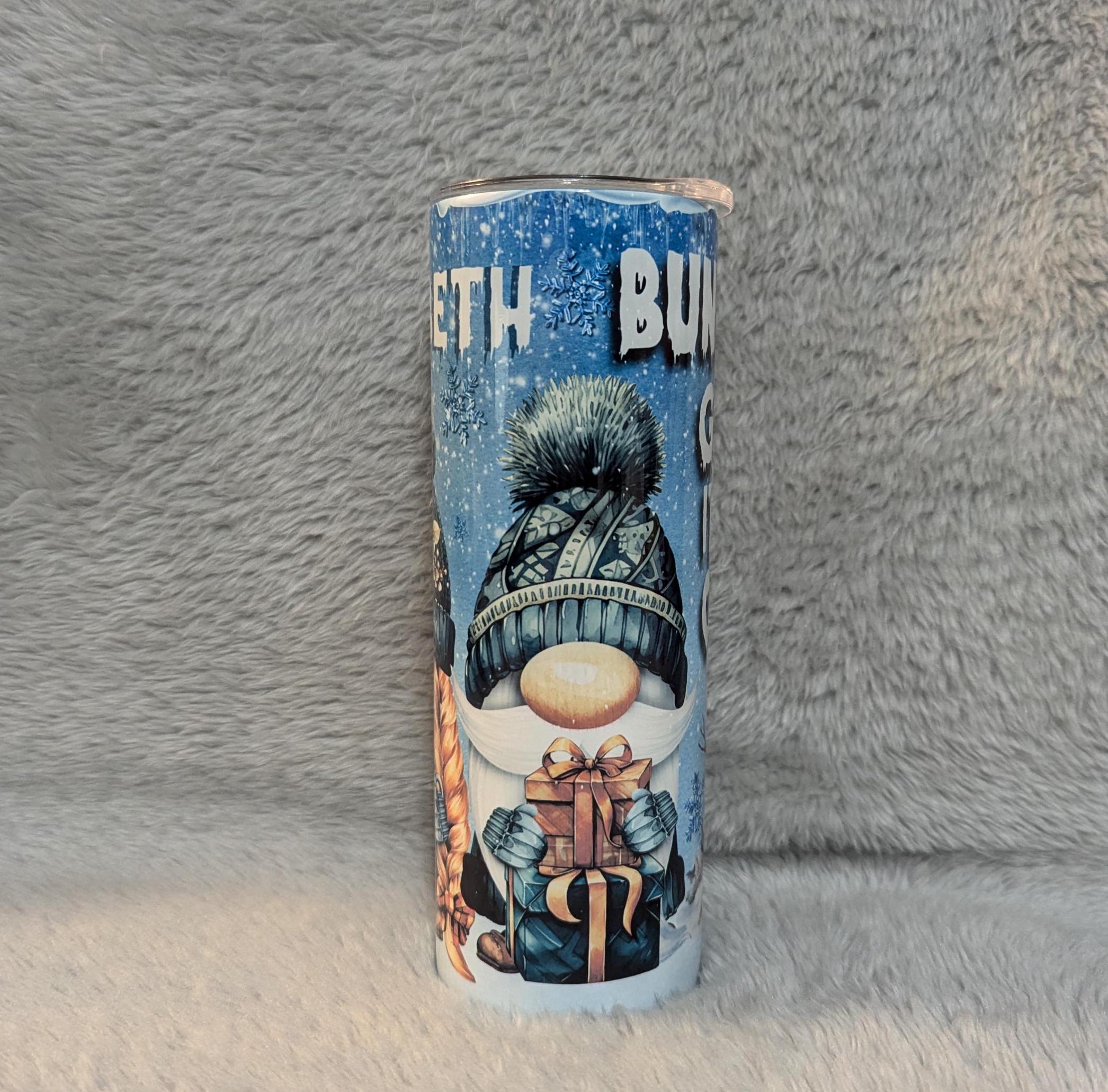 Bundle Up Gnomies It's Cold Outside Gnome Tumbler 20oz With Reusable Straw, Can Be Personalized