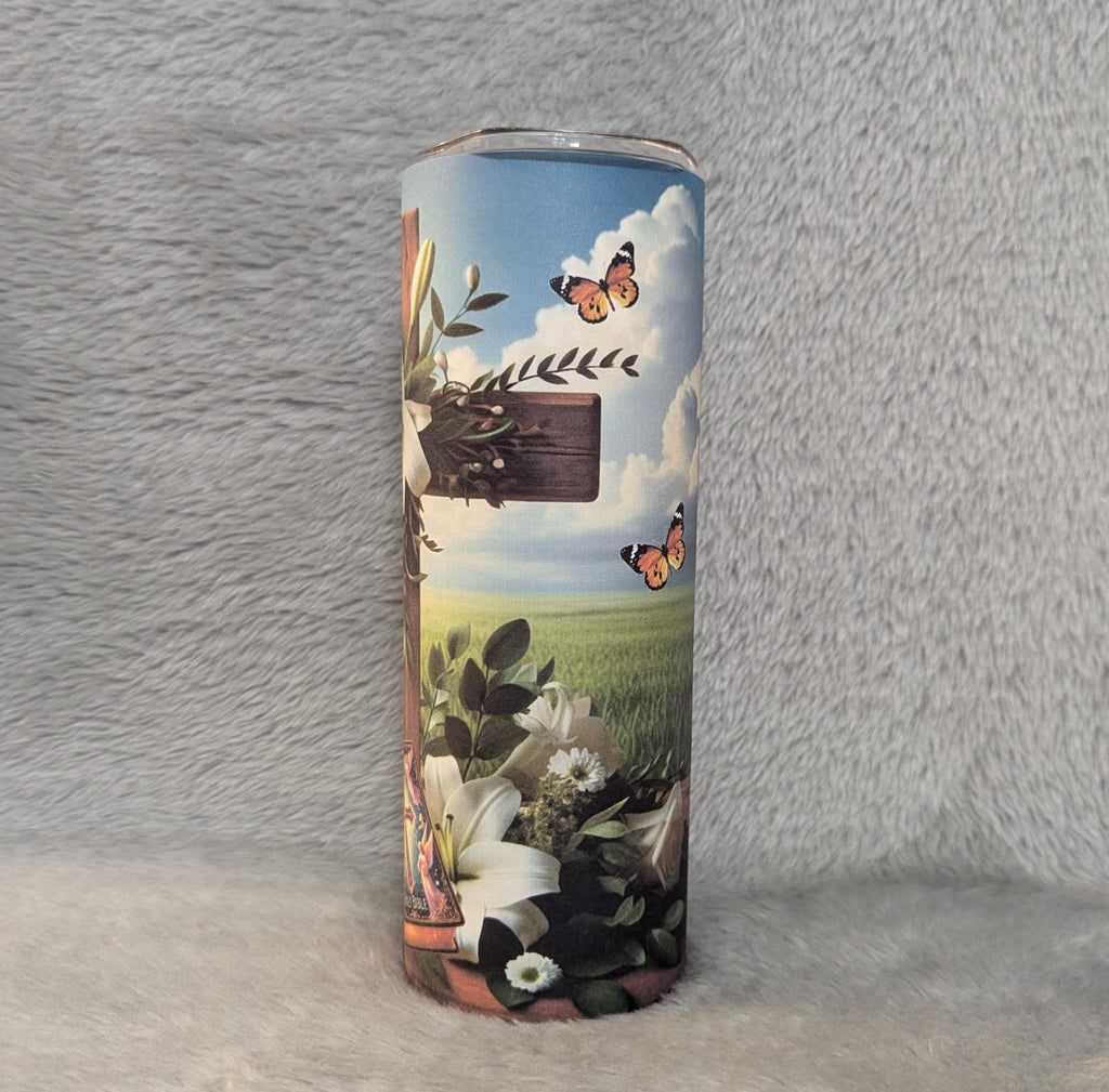 Religious Cross Tumbler, 20oz Tumbler With Reusable Straw, Religious Tumbler, Inspirational Gift, Christian Tumbler, Hot Or Cold Drinkware