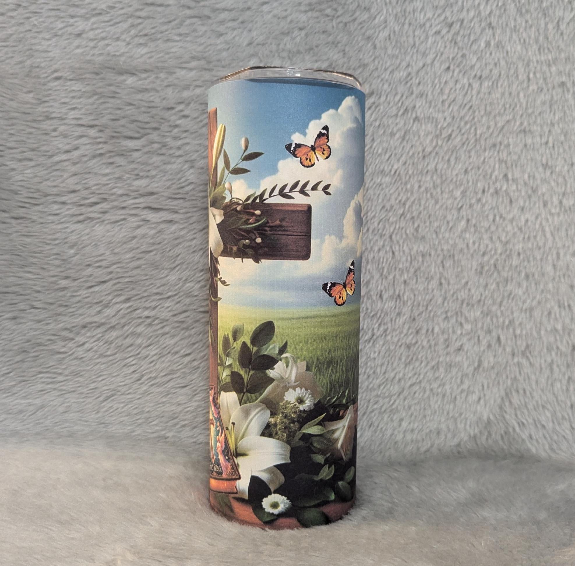Religious Cross Tumbler, 20oz Tumbler With Reusable Straw, Religious Tumbler, Inspirational Gift, Christian Tumbler, Hot Or Cold Drinkware