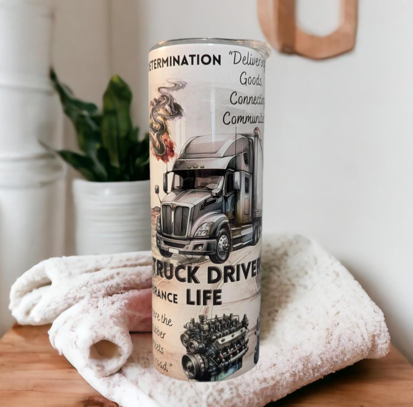 Truck Driver Life Tumbler with Affirmations, Includes A Reusable Straw, Gift For Truck Driver, Truck Driver Appreciation Gift, 20oz Tumbler