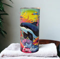 Neon Color Orca Whale Kids Tumbler 15oz With Reusable Straw, Can Be Personalized
