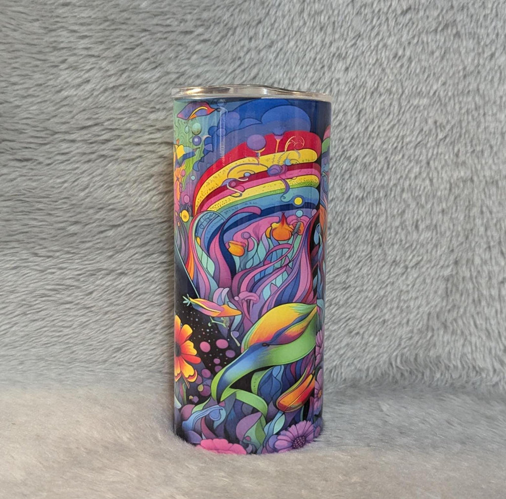 Neon Color Orca Whale Kids Tumbler 15oz With Reusable Straw, Can Be Personalized