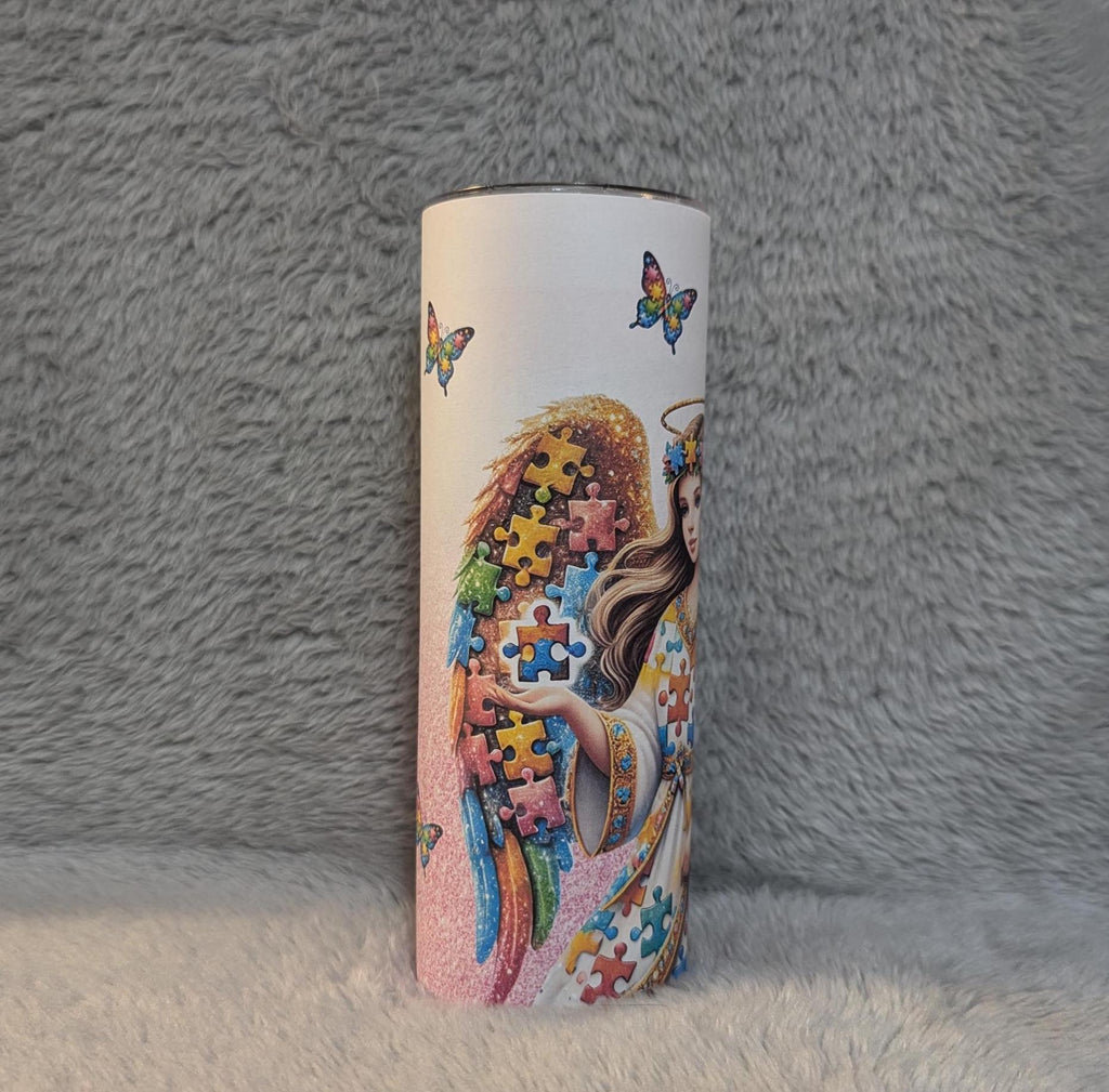 Autism Awareness Angel 20oz With Reusable Straw, Can Be Personalized
