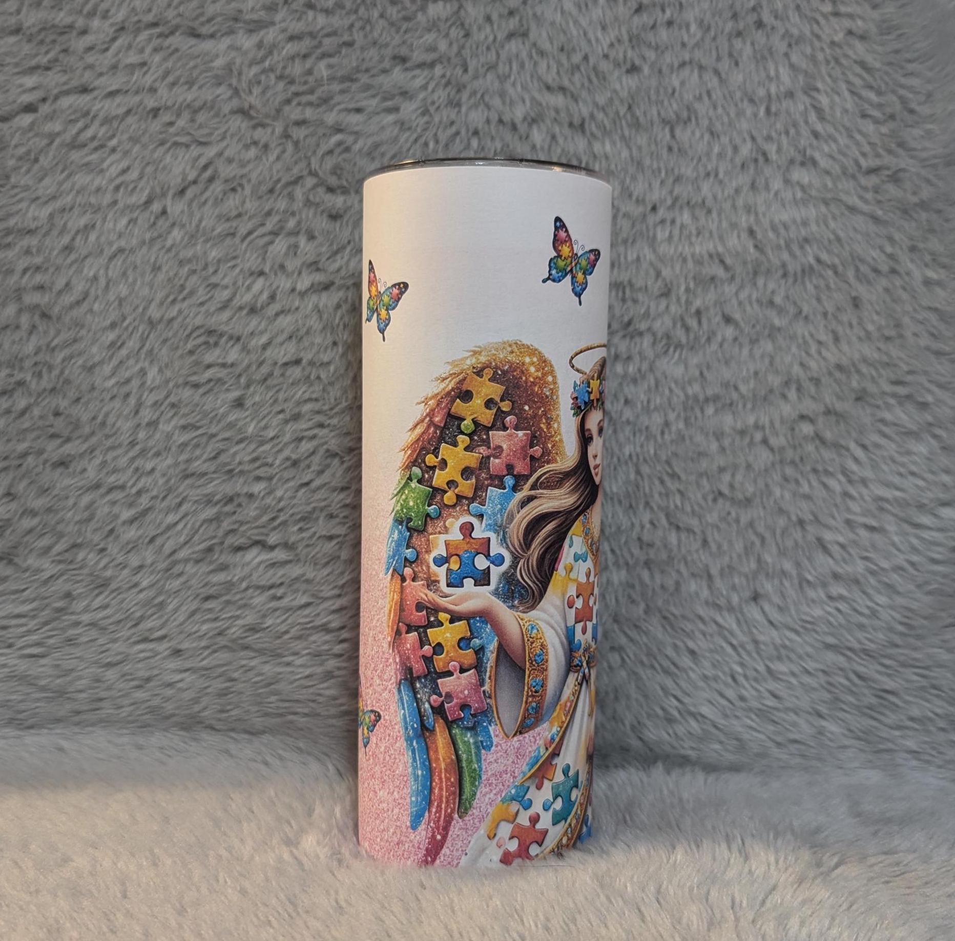 Autism Awareness Angel 20oz With Reusable Straw, Can Be Personalized