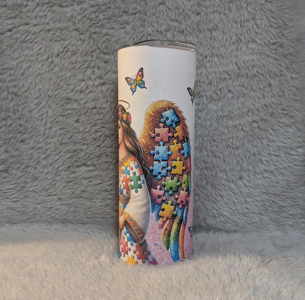Autism Awareness Angel 20oz With Reusable Straw, Can Be Personalized