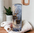 Beautiful Deer Tumbler With Deer In The Snow, Hunters Tumbler, Deer Cup With Name, Gift For Him, Gift For Her, Personalized Deer Tumbler