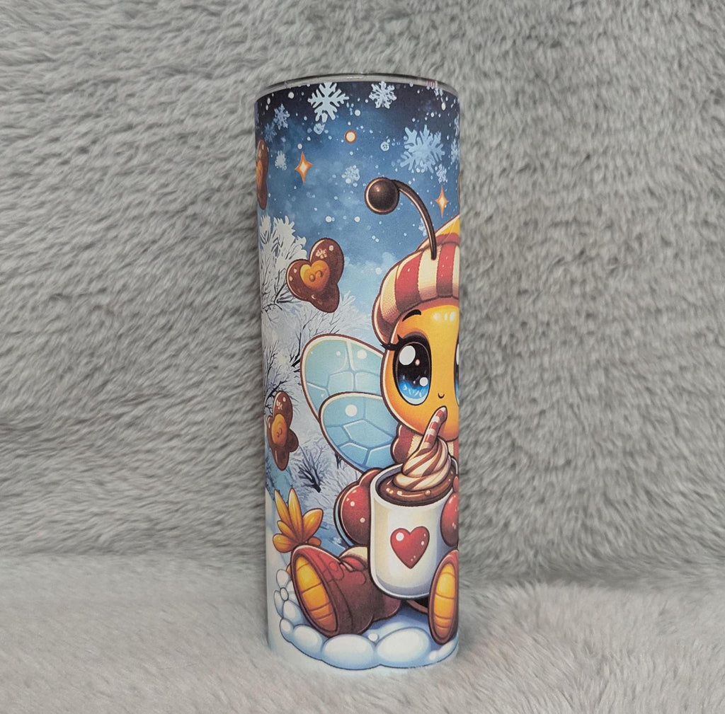 Cute Bee Tumbler 20oz With Reusable Straw, Can Be Personalized