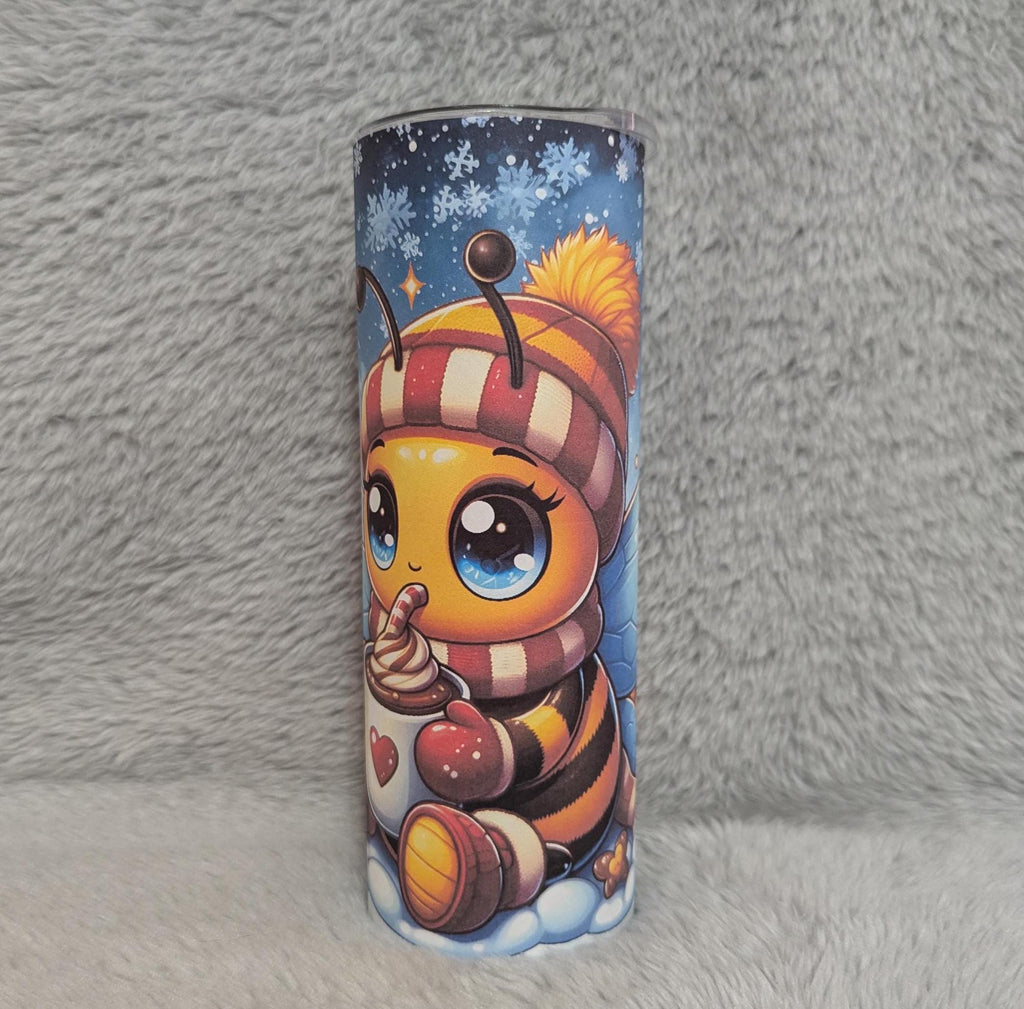 Cute Bee Tumbler 20oz With Reusable Straw, Can Be Personalized