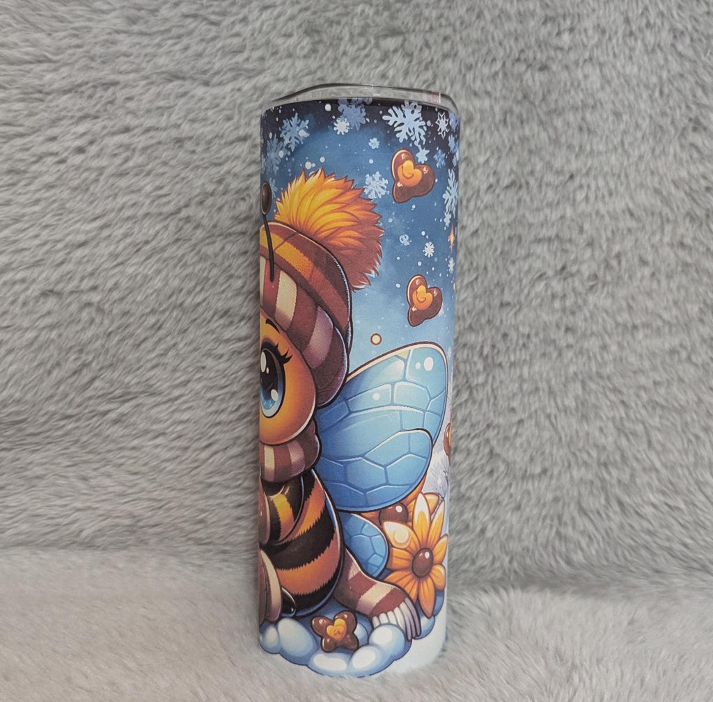 Cute Bee Tumbler 20oz With Reusable Straw, Can Be Personalized