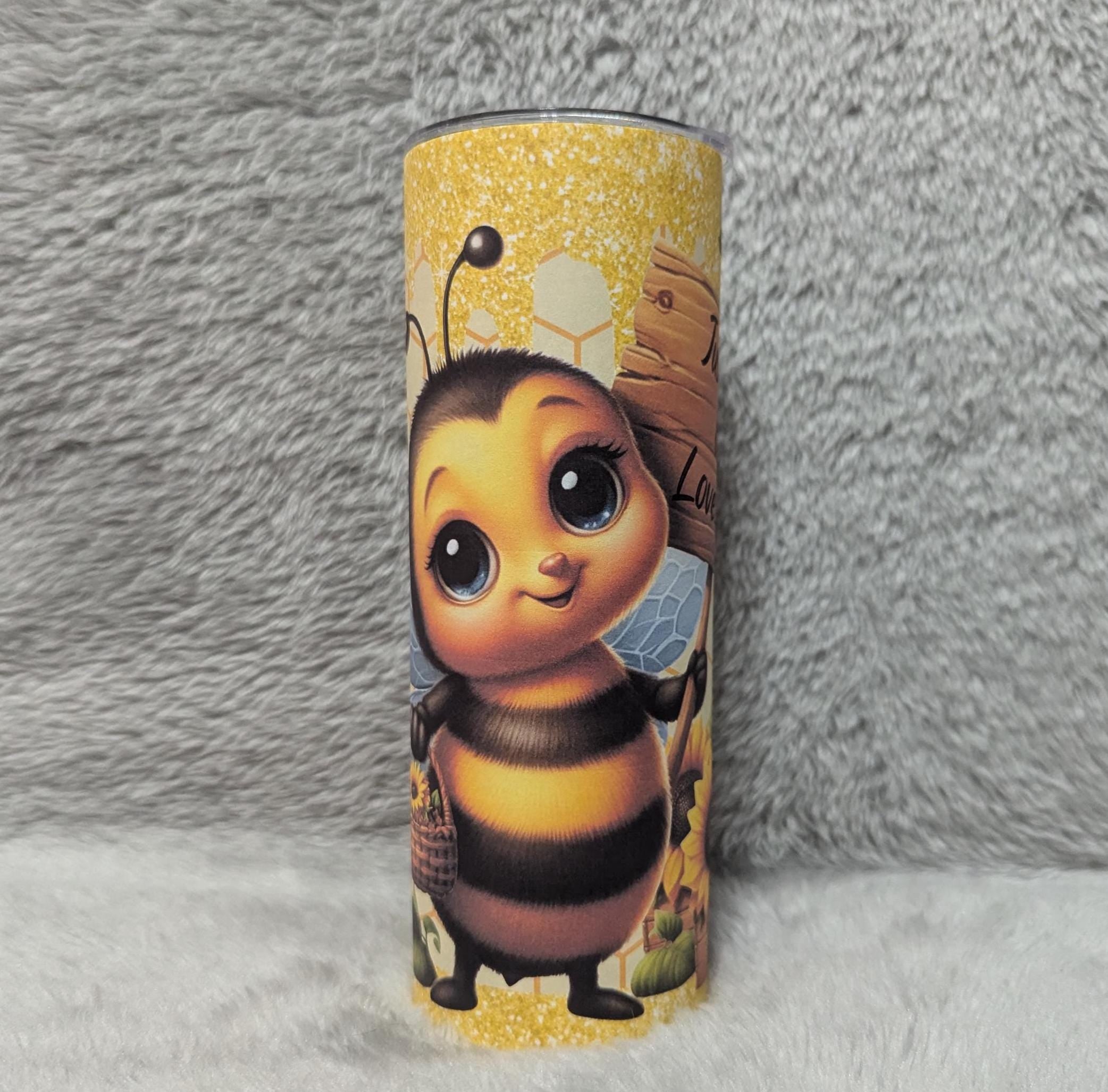 Just A Girl Who Loves Bees Tumbler 20oz With Reusable Straw, Can Be Personalized