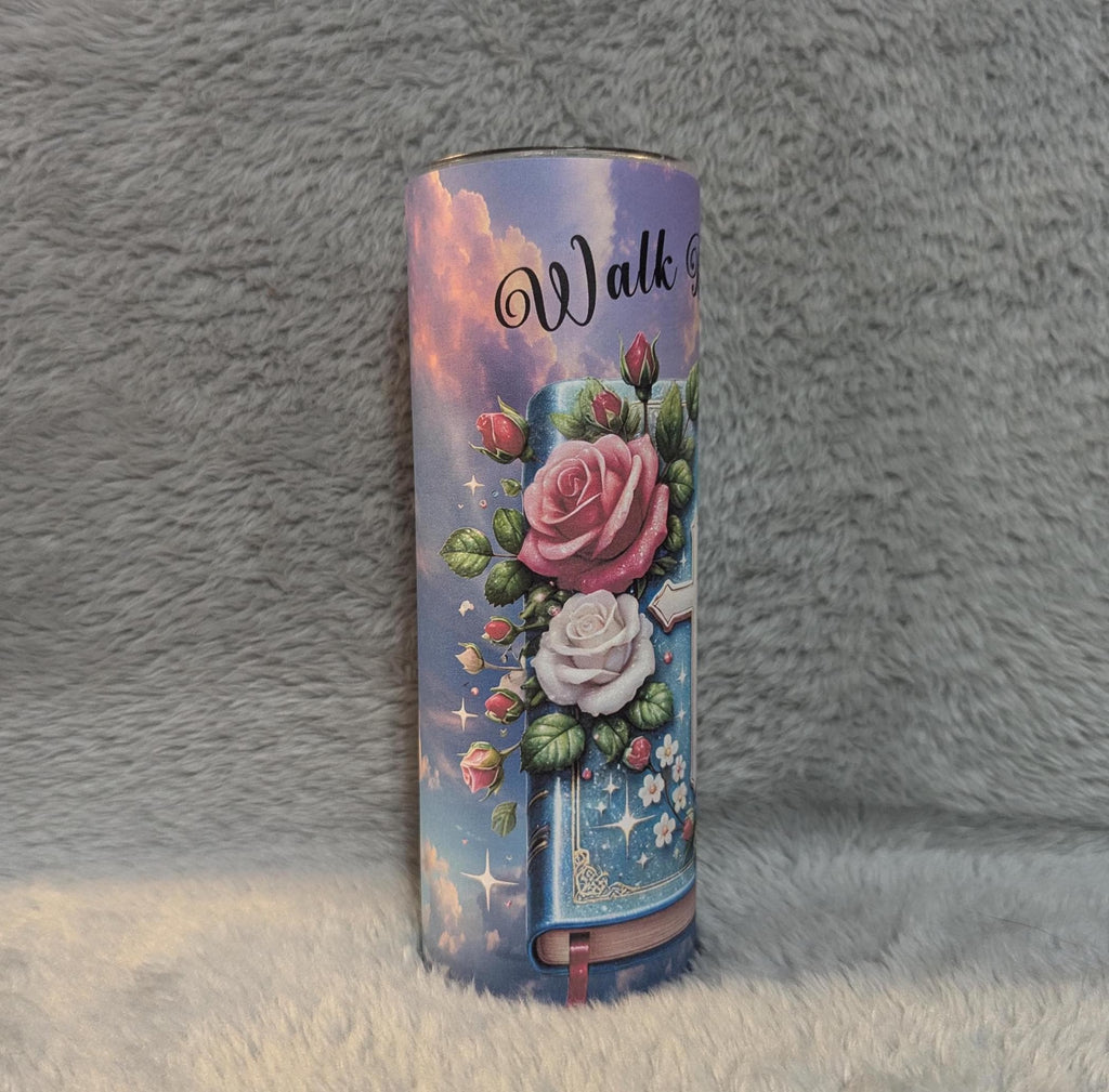 Walk By Faith Religious Tumbler, Tumbler With Reusable Straw, Religious Tumbler, Inspirational Gift, Christian Tumbler, Hot Or Cold Drinks