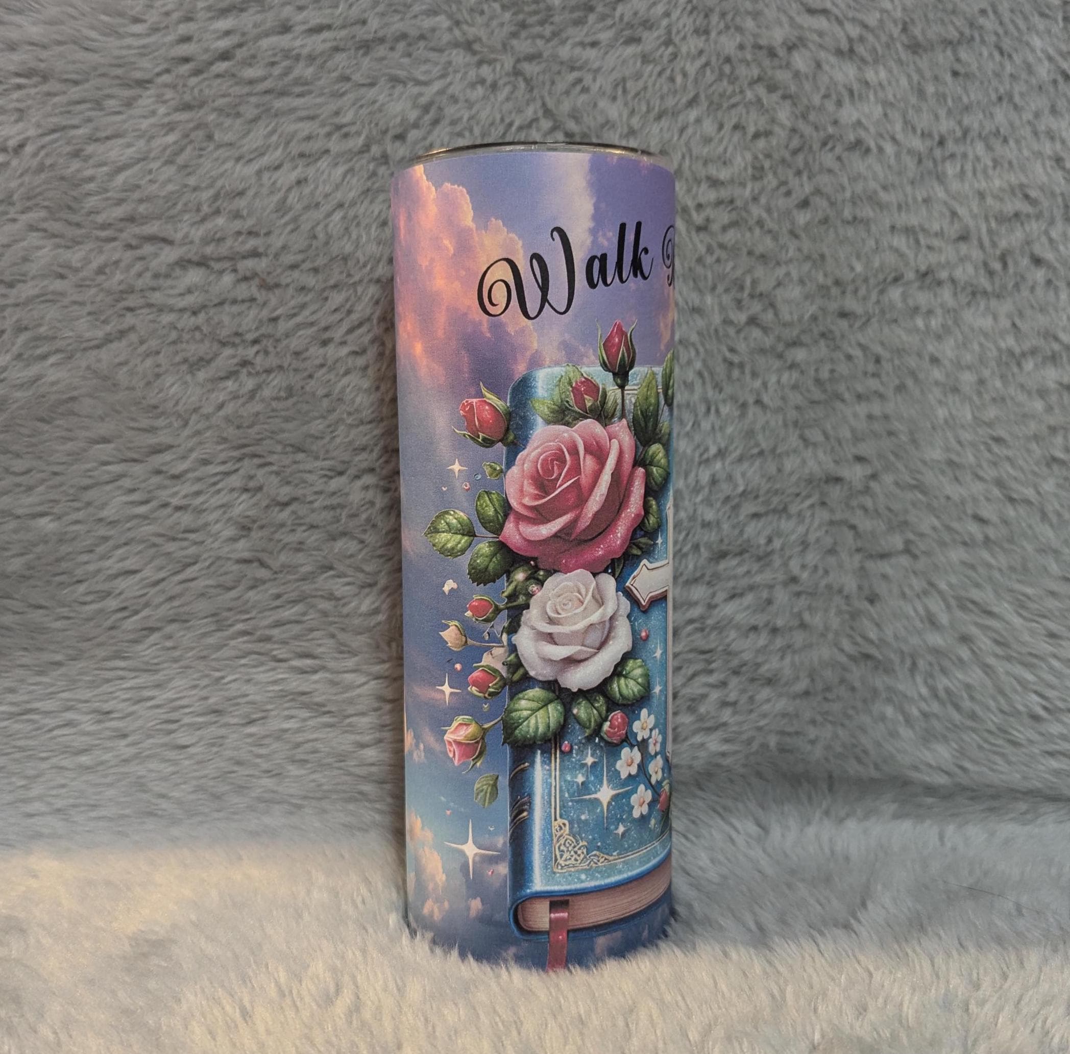 Walk By Faith Religious Tumbler, Tumbler With Reusable Straw, Religious Tumbler, Inspirational Gift, Christian Tumbler, Hot Or Cold Drinks