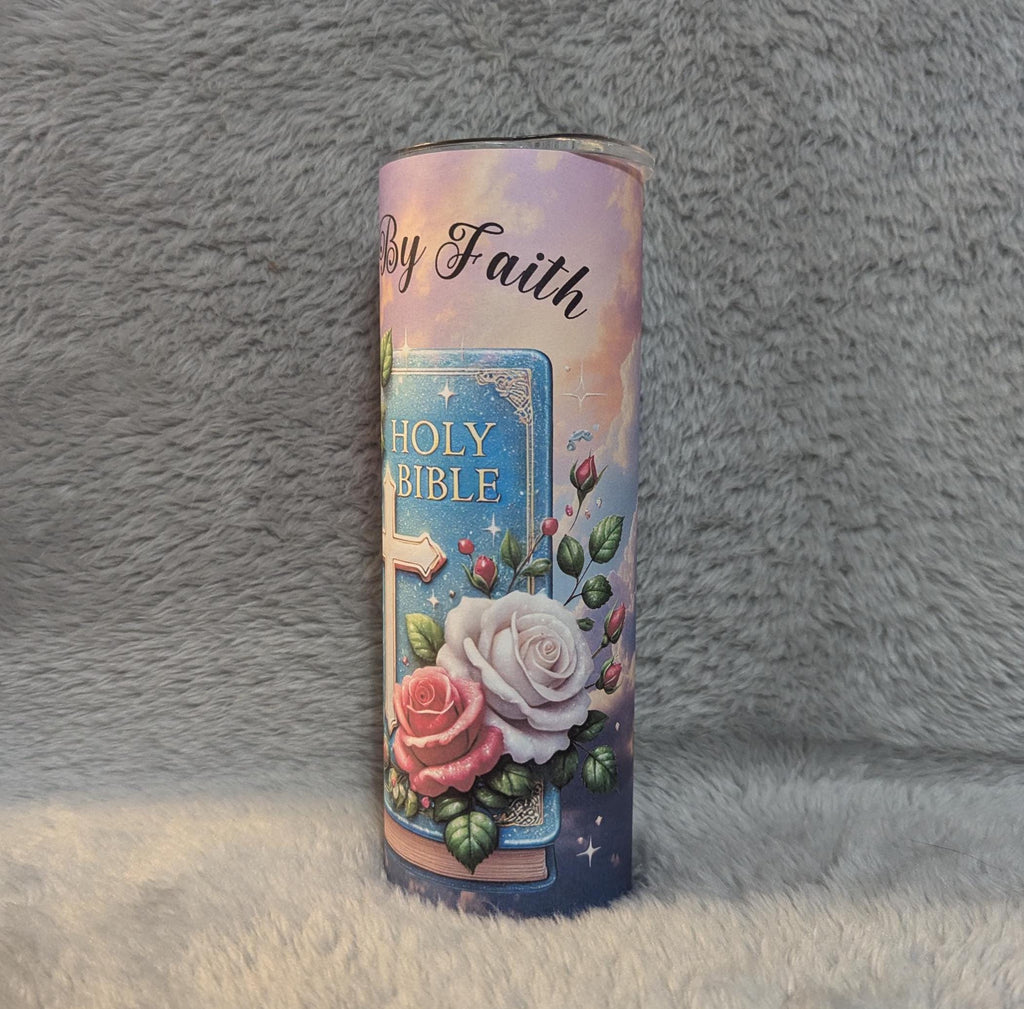 Walk By Faith Religious Tumbler, Tumbler With Reusable Straw, Religious Tumbler, Inspirational Gift, Christian Tumbler, Hot Or Cold Drinks