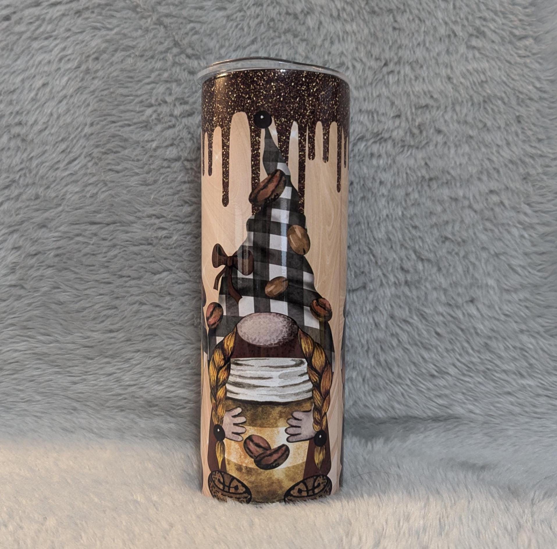 Coffee Gnome Tumbler With Reusable Straw, Can Be Personalized, Coffee Gnome Tumbler, Gnome Cup With Name, Gnome Coffee Cup