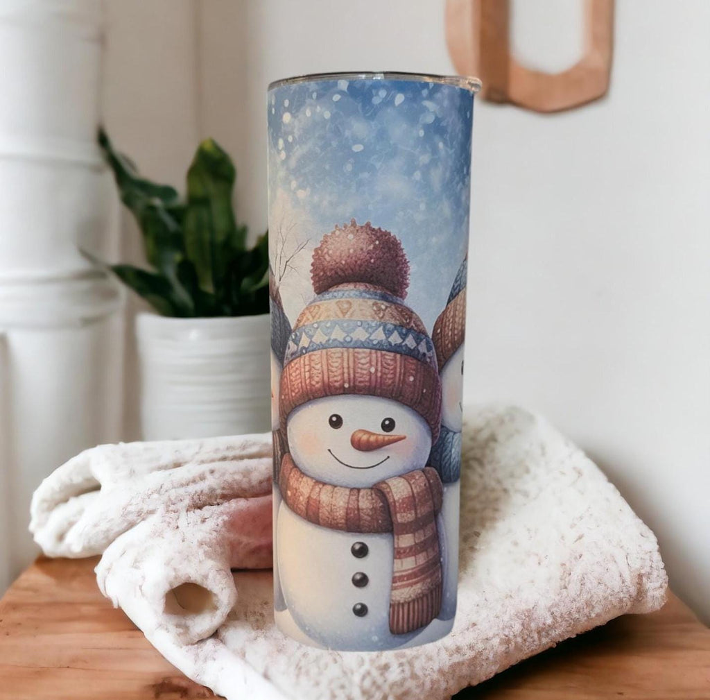 Snowman Tumbler 20oz With Reusable Straw, Can Be Personalized