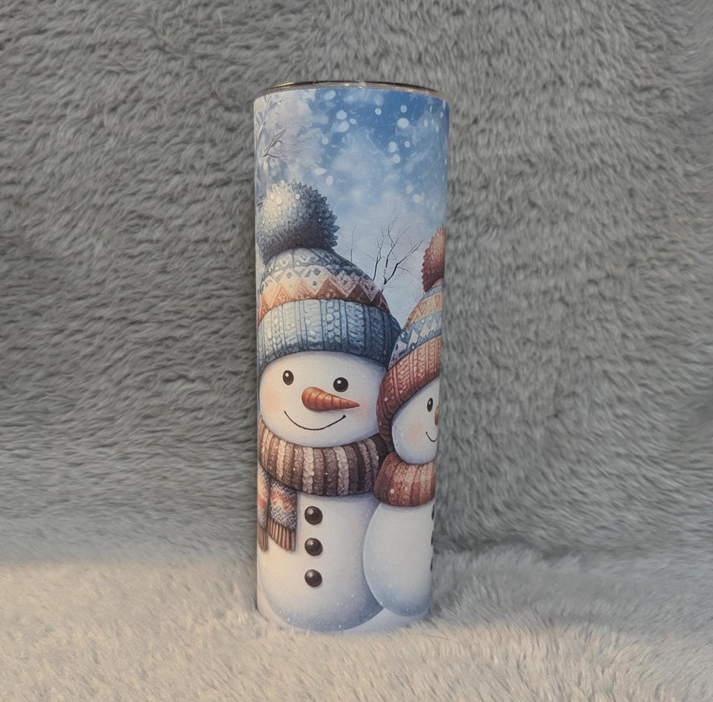 Snowman Tumbler 20oz With Reusable Straw, Can Be Personalized
