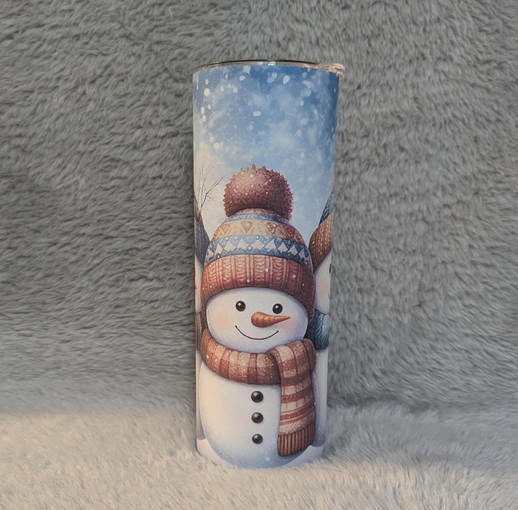 Snowman Tumbler 20oz With Reusable Straw, Can Be Personalized