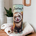 Pretty Ferret Tumbler Can Be Personalized, Ferret 20oz Tumbler With Reusable Plastic Straw, For Hot Or Cold Drinks, 20oz Skinny Tumbler
