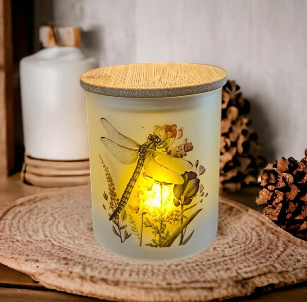 Dragonfly Candle Holder With A Battery Operated Flickering Tea Light
