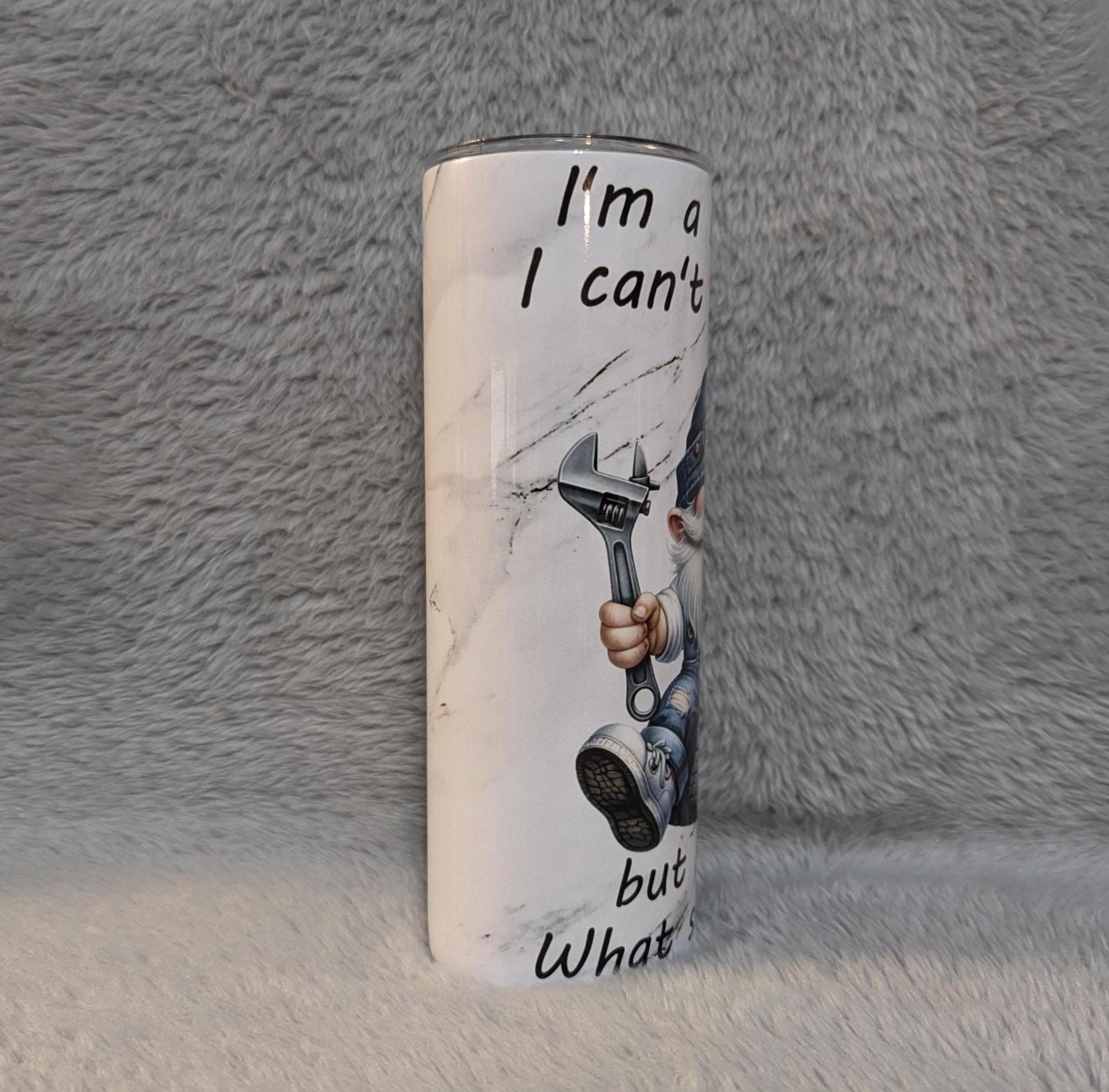 Gnome Mechanic Tumbler 20oz With Reusable Straw, Can Be Personalized
