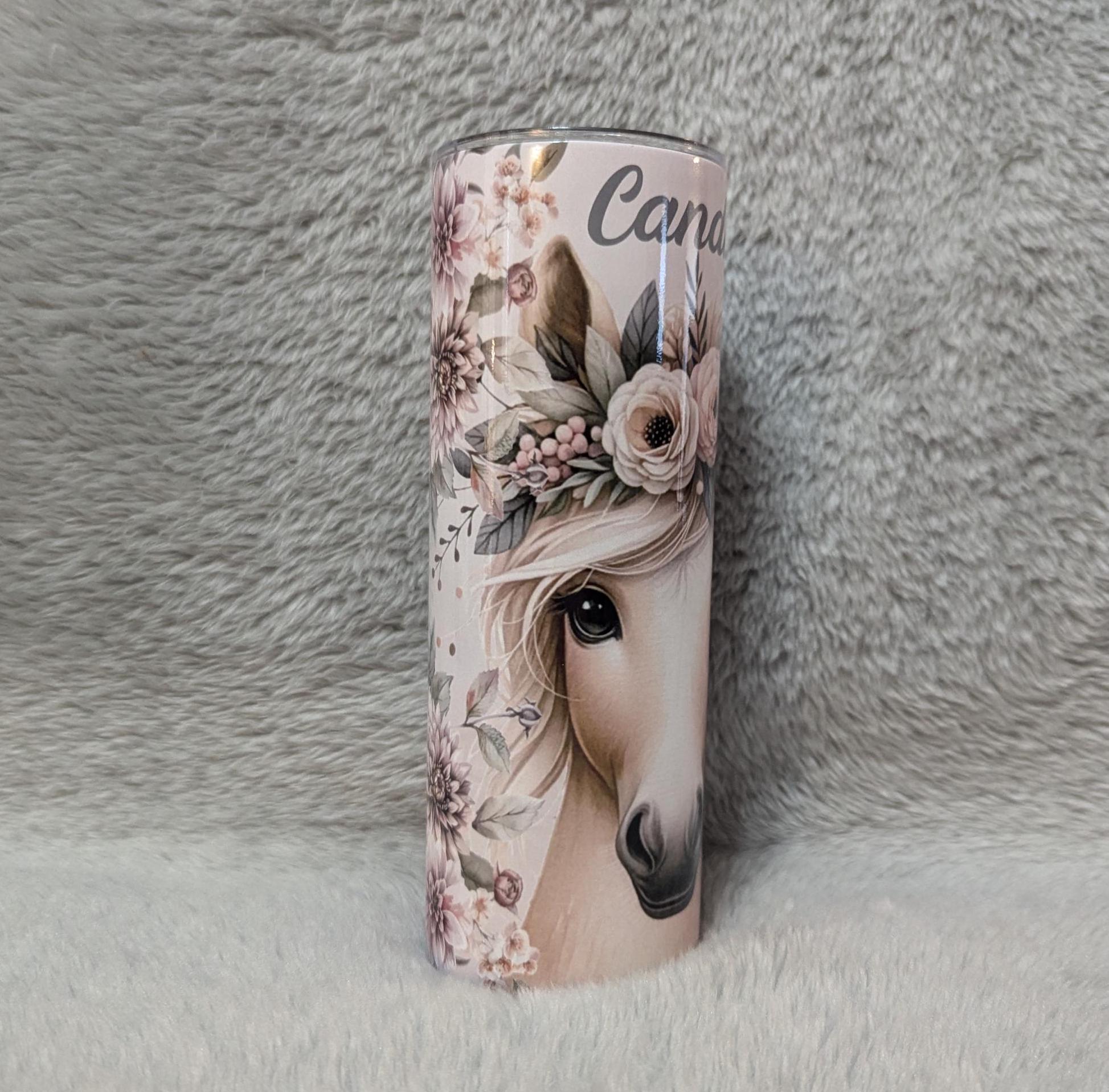 Palomino Horse Tumbler 20oz With Reusable Straw, Can Be Personalized