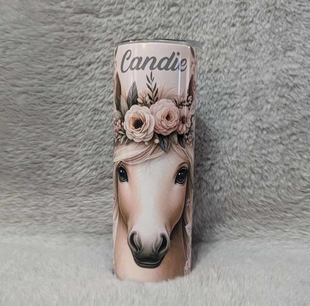 Palomino Horse Tumbler 20oz With Reusable Straw, Can Be Personalized