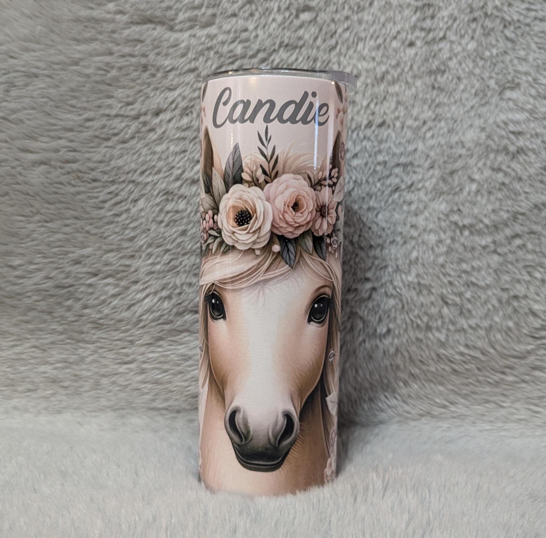 Palomino Horse Tumbler 20oz With Reusable Straw, Can Be Personalized
