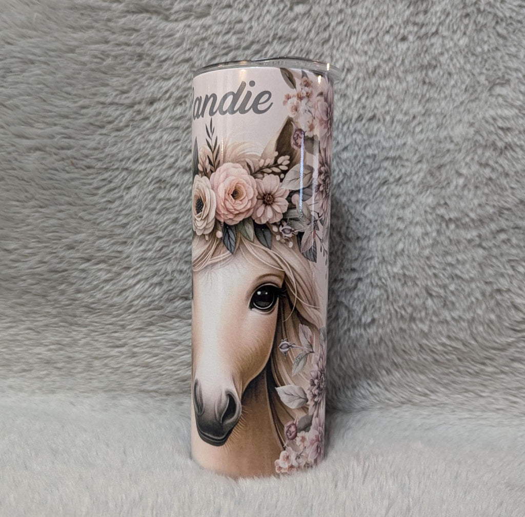 Palomino Horse Tumbler 20oz With Reusable Straw, Can Be Personalized