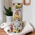 Gnome With Sunflowers Tumbler 20oz With Reusable Straw, Can Be Personalized