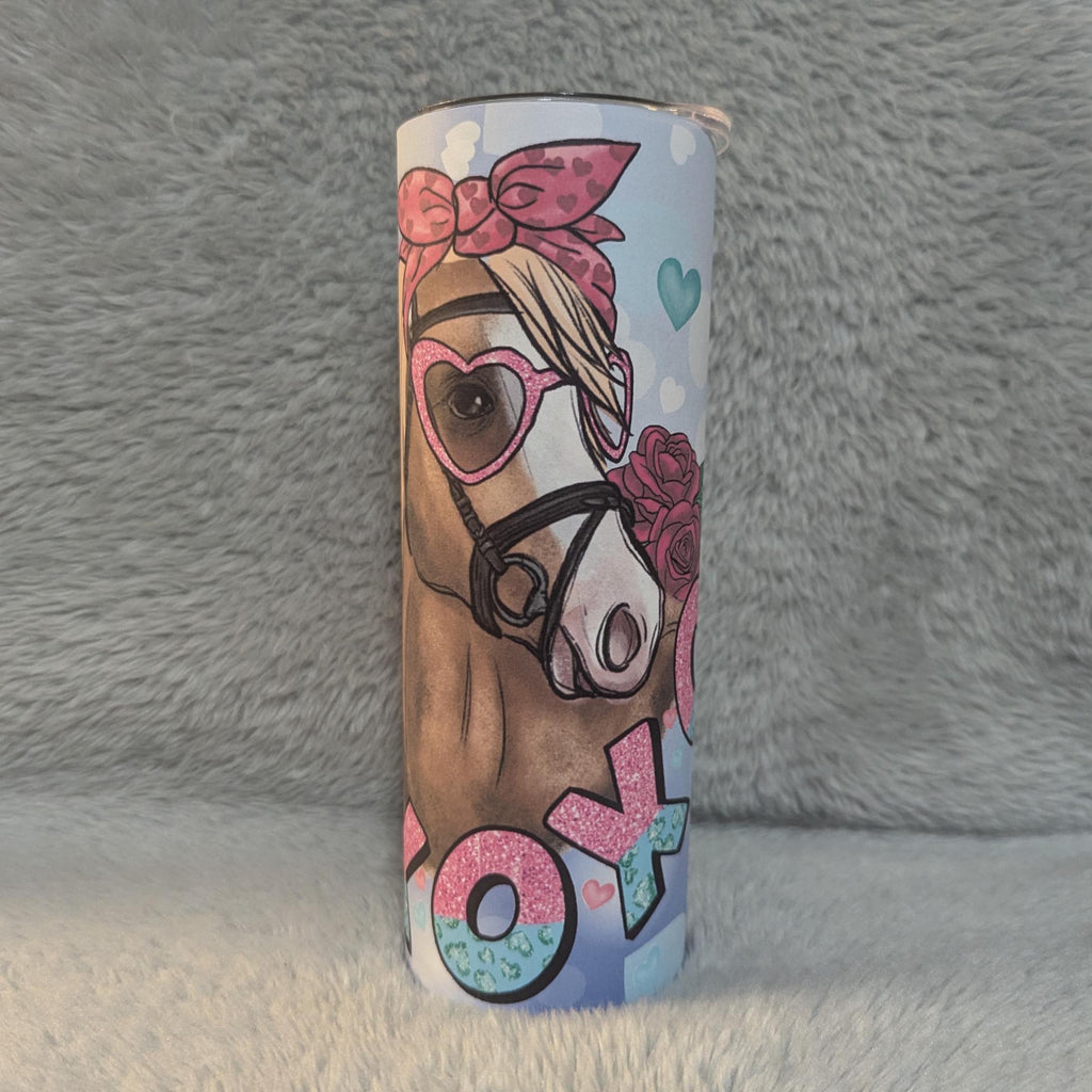 Horse Tumbler 20oz With Reusable Straw Can Be Personalized