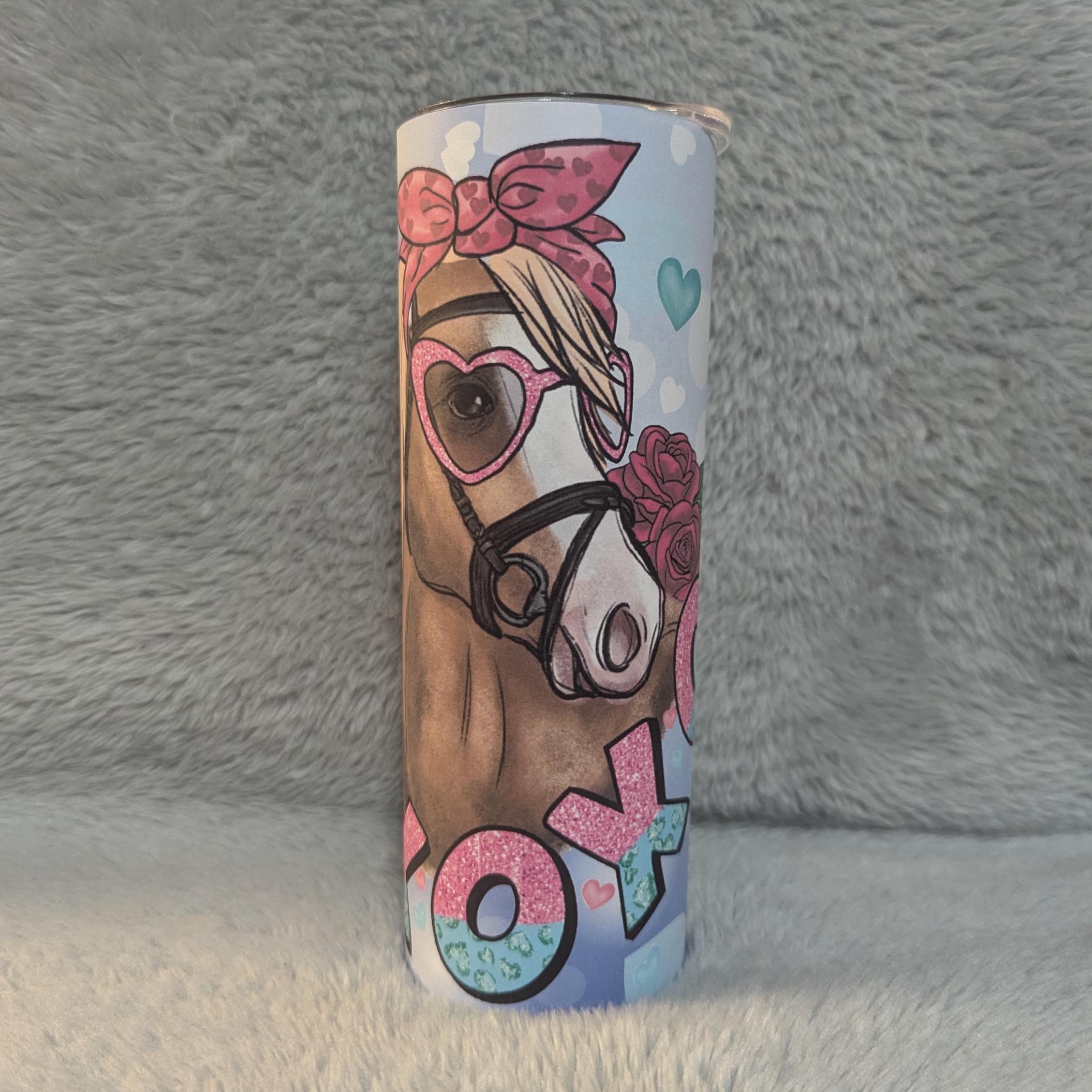 Horse Tumbler 20oz With Reusable Straw Can Be Personalized