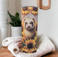 Sunflower Ferret Tumbler 20oz With Reusable Straw, Can Be Personalized
