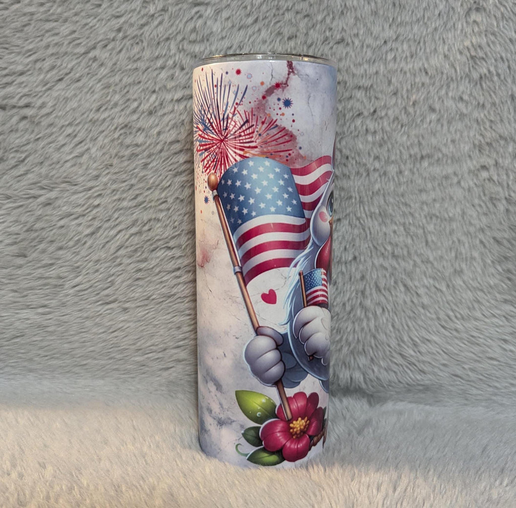 Patriotic Chicken Tumbler 20oz With Reusable Straw, Can Be Personalized