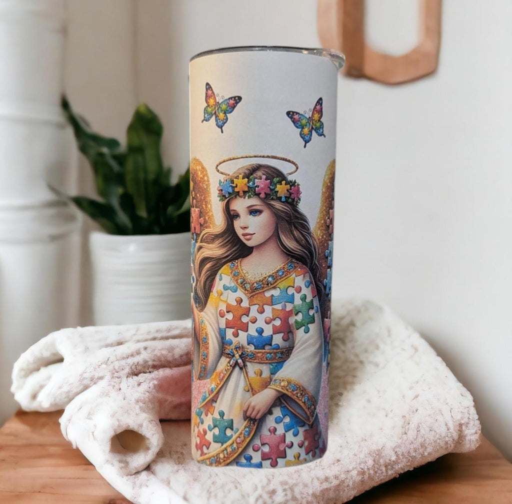 Autism Awareness Angel 20oz With Reusable Straw, Can Be Personalized