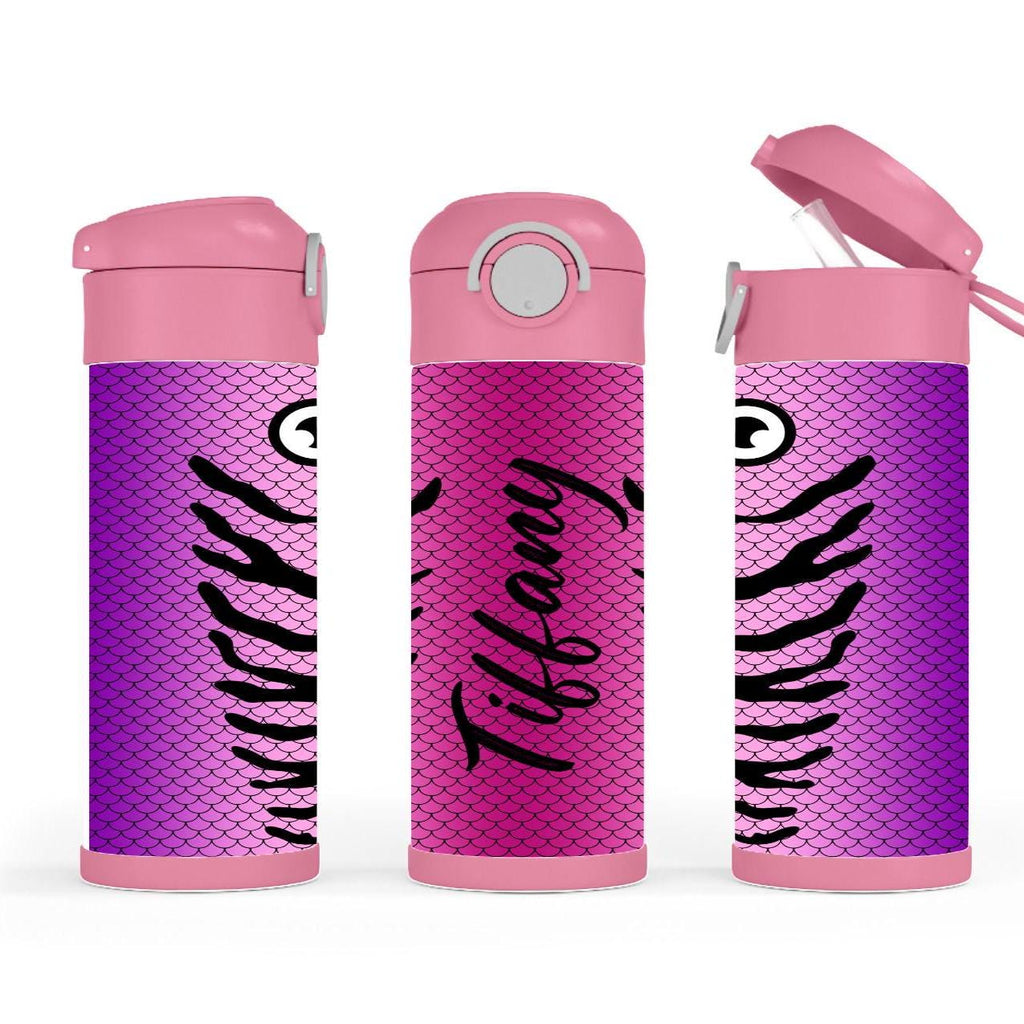 Kids Fishing Lure Water Bottle 12oz With Reusable Straw Can Be Personalized