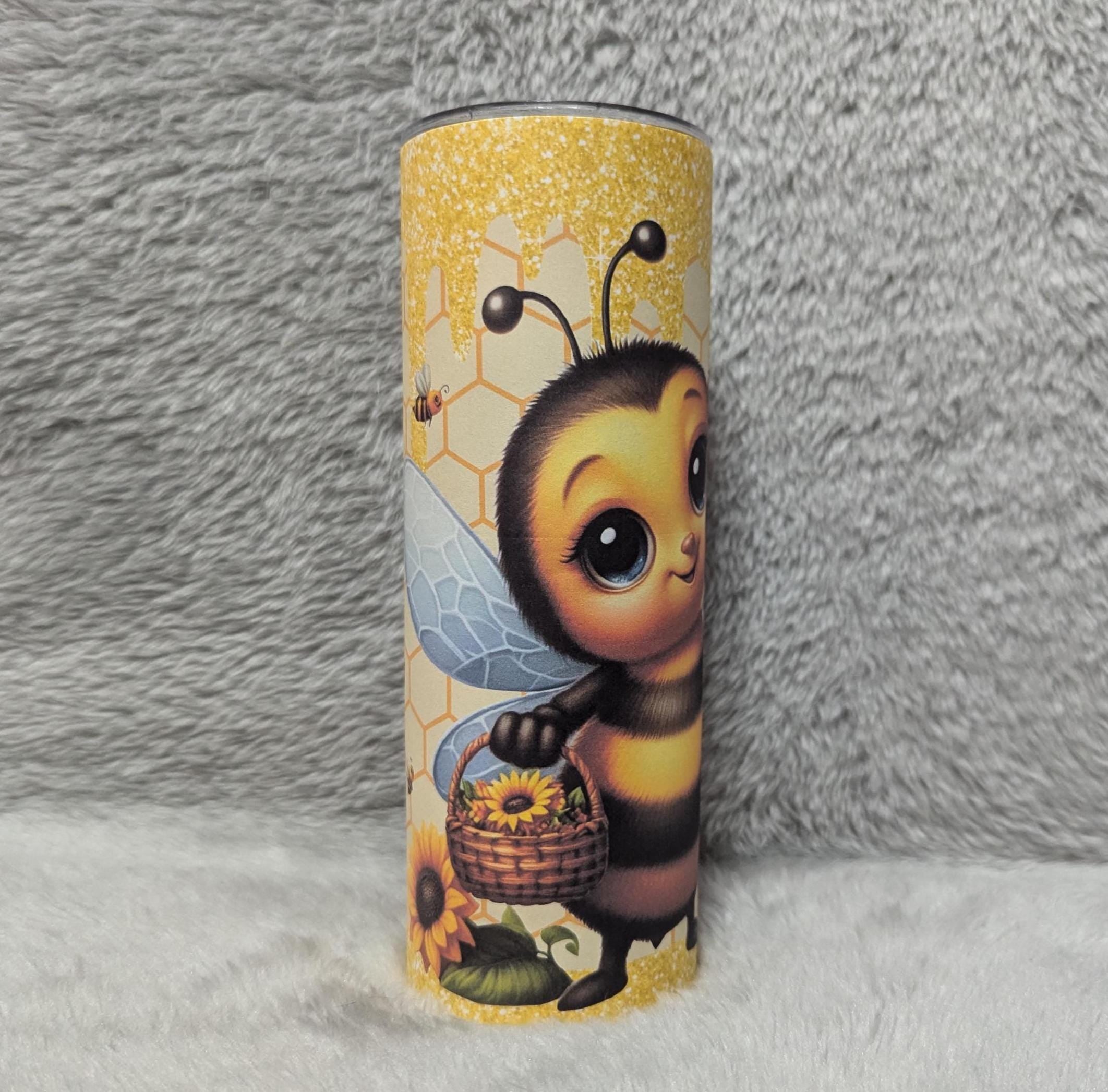 Just A Girl Who Loves Bees Tumbler 20oz With Reusable Straw, Can Be Personalized