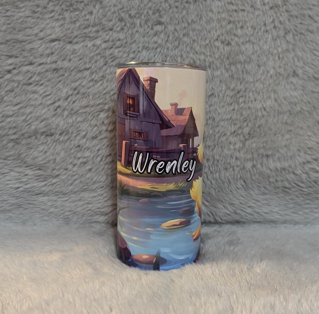 Duckling Tumbler With A Cute Duck In A Pond, Personalized Kids Tumbler, Duck Tumbler, Duck Design, Cartoon Duck, Kids Tumbler, Kids Duck Cup