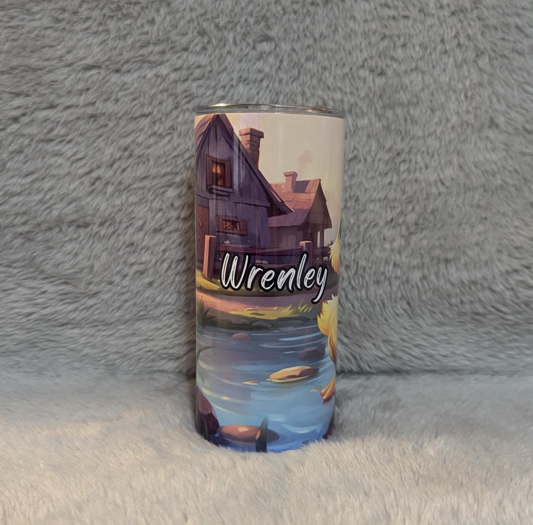 Duckling Tumbler With A Cute Duck In A Pond, Personalized Kids Tumbler, Duck Tumbler, Duck Design, Cartoon Duck, Kids Tumbler, Kids Duck Cup